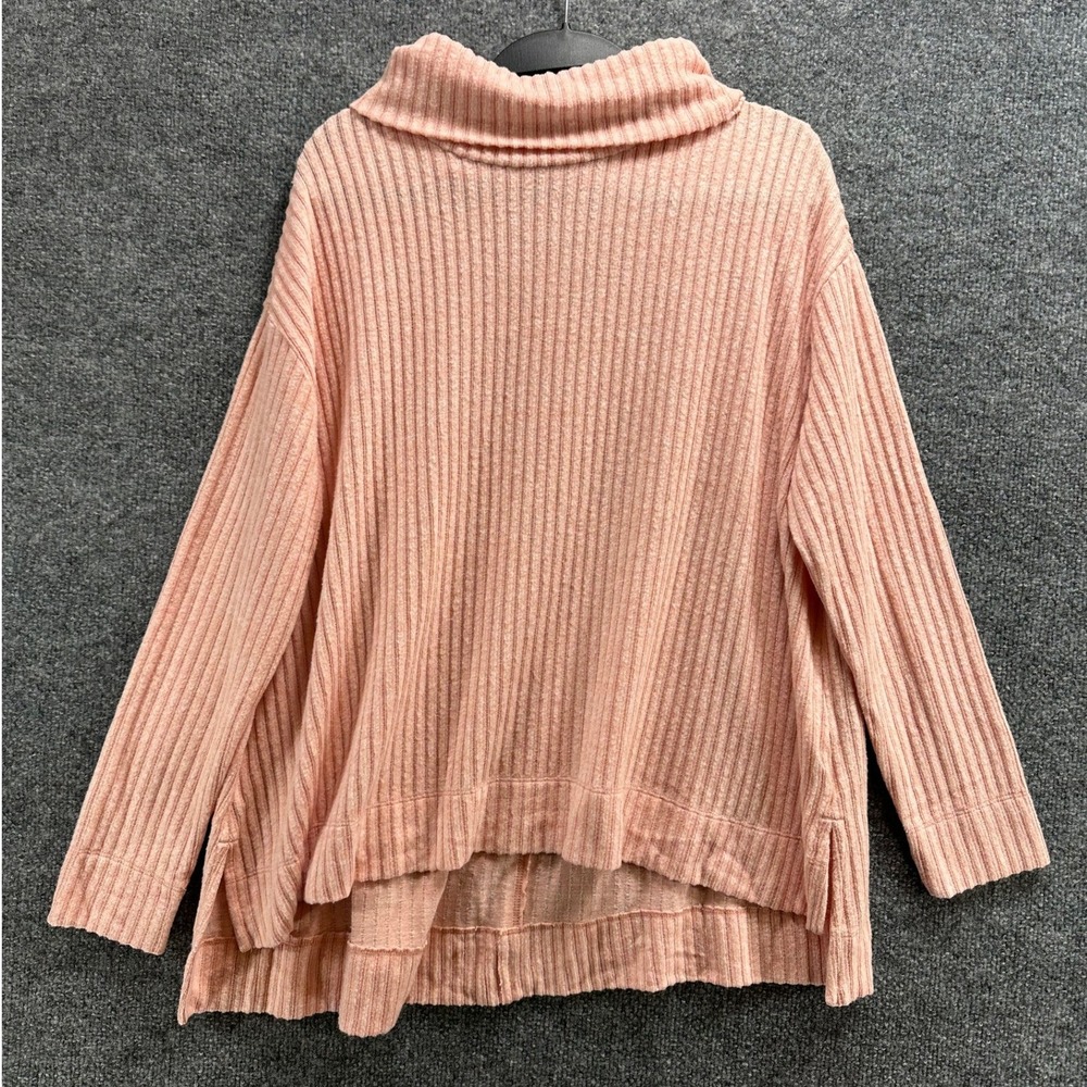 Maeve Anthropologie Womens Small Pink Ribbed Cowl Neck High Low Sweater Fall